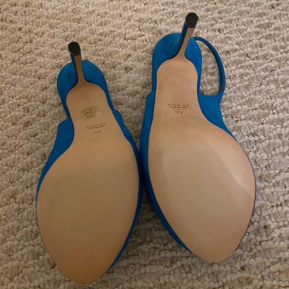 Gucci Sophia Suede Peep Toe Slingback Sandals - Picture 10 of 10